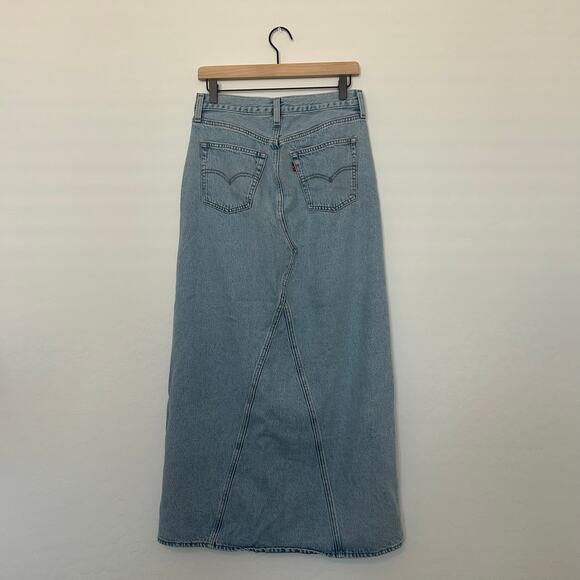 NWOT Levi’s Sample Piece ICONIC LONG SKIRT Medium Wash Maxi denim skirt size 27 - Picture 7 of 10